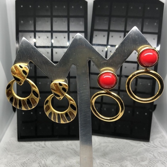 Bundle lot 2 vintage door knocker statement earrings - Picture 5 of 7